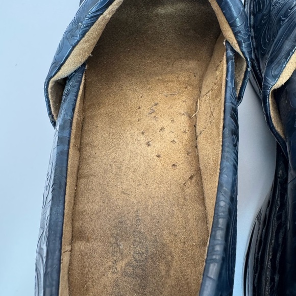 BASS Sheena Tooled Textured Paisley Slip On Blue Shoes Clogs Women's Size 9.5 - Picture 11 of 14